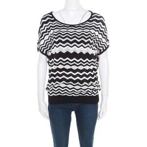 M by Missoni Monochrome Wave Knit Top